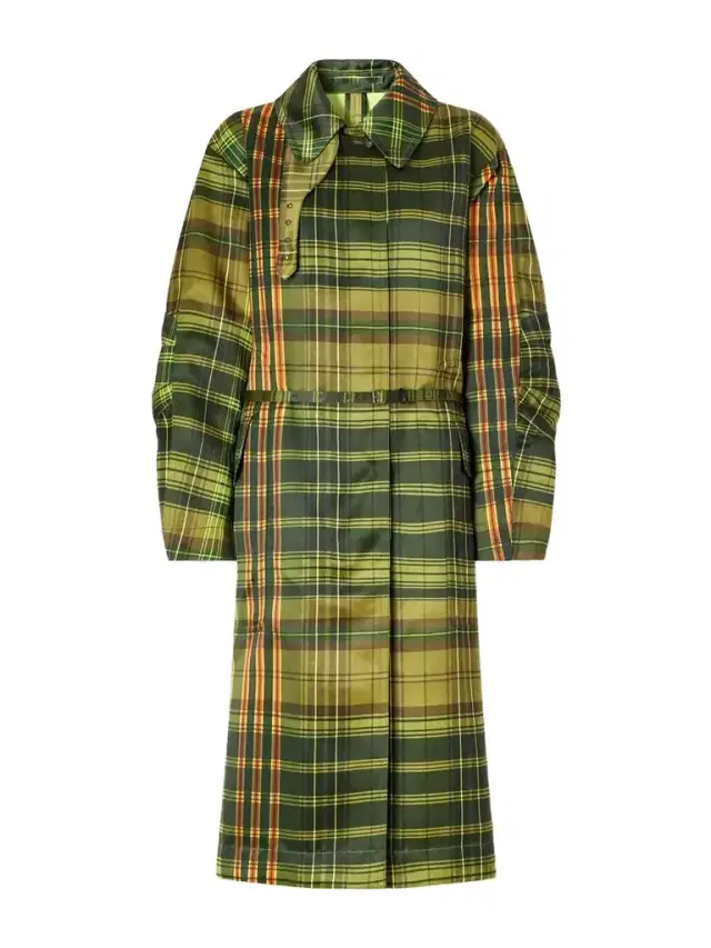 Belted Checked Duchesse Satin Coat Belted Checked Duchesse Satin Coat