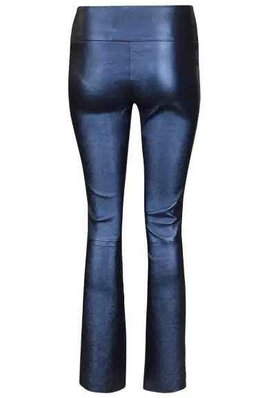 Sprwmn Ankle Flare Leather Pant - Metallic Navy | Thumbnail 2 Sprwmn Ankle Flare Leather Pant - Metallic Navy | Thumbnail 2