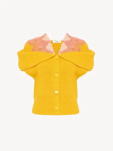 Chloé Cape cardigan in a cotton knit & lace | Thumbnail 1 Chloé Cape cardigan in a cotton knit & lace | Thumbnail 1
