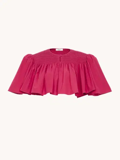 Chloé Gathered cropped top in cotton poplin | Thumbnail 1 Chloé Gathered cropped top in cotton poplin | Thumbnail 1