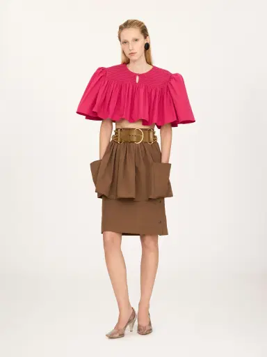 Chloé Gathered cropped top in cotton poplin | Thumbnail 2 Chloé Gathered cropped top in cotton poplin | Thumbnail 2