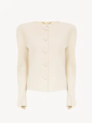 Chloé Collarless fitted jacket in wool grain de poudre | Thumbnail 1 Chloé Collarless fitted jacket in wool grain de poudre | Thumbnail 1