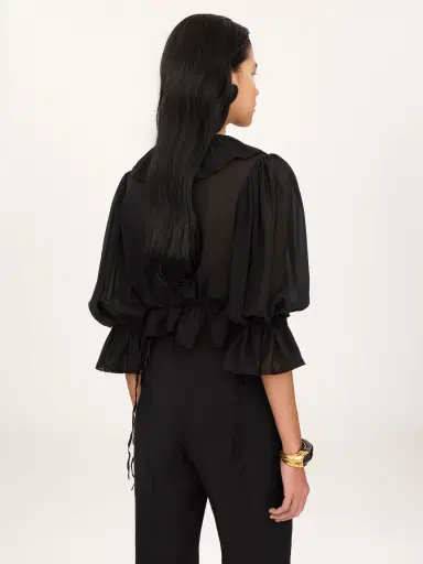 Chloé Cropped V-neck ruffle top in silk georgette & lace | Thumbnail 5 Chloé Cropped V-neck ruffle top in silk georgette & lace | Thumbnail 5