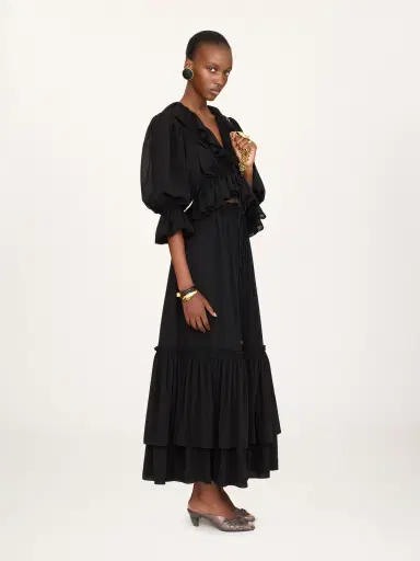 Chloé Ruffled long skirt in crêpe de chine | Thumbnail 6 Chloé Ruffled long skirt in crêpe de chine | Thumbnail 6
