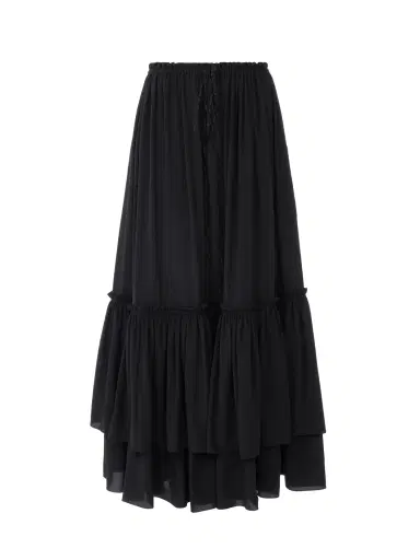 Chloé Ruffled long skirt in crêpe de chine | Thumbnail 1 Chloé Ruffled long skirt in crêpe de chine | Thumbnail 1