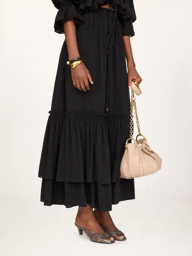 Chloé Ruffled long skirt in crêpe de chine | Thumbnail 4 Chloé Ruffled long skirt in crêpe de chine | Thumbnail 4