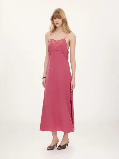Chloé Long lingerie dress in crêpe de chine & lace | Thumbnail 2 Chloé Long lingerie dress in crêpe de chine & lace | Thumbnail 2