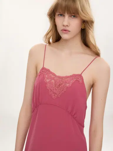 Chloé Long lingerie dress in crêpe de chine & lace | Thumbnail 3 Chloé Long lingerie dress in crêpe de chine & lace | Thumbnail 3