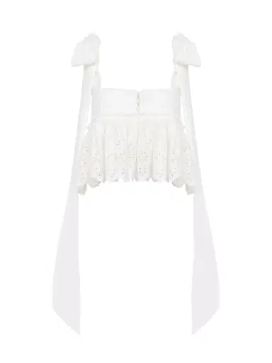 Chloé Knotted-strap cropped top in soft cotton | Thumbnail 1 Chloé Knotted-strap cropped top in soft cotton | Thumbnail 1