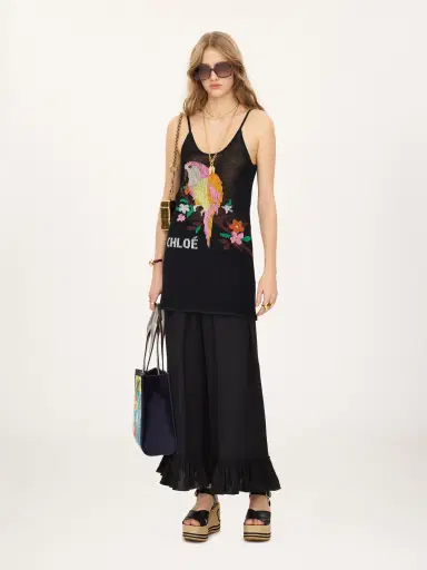Chloé Thin-strap fitted logo mini dress in a cotton mesh knit | Thumbnail 2 Chloé Thin-strap fitted logo mini dress in a cotton mesh knit | Thumbnail 2