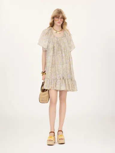 Chloé Short pleated dress in silk charmeuse | Thumbnail 2 Chloé Short pleated dress in silk charmeuse | Thumbnail 2