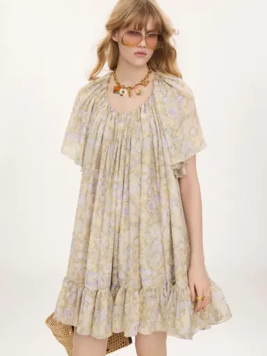 Chloé Short pleated dress in silk charmeuse | Thumbnail 3 Chloé Short pleated dress in silk charmeuse | Thumbnail 3