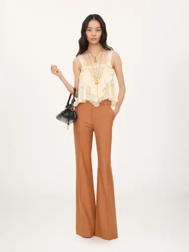 Chloé Sleeveless ruffle top in washed silk satin & lace | Thumbnail 2 Chloé Sleeveless ruffle top in washed silk satin & lace | Thumbnail 2
