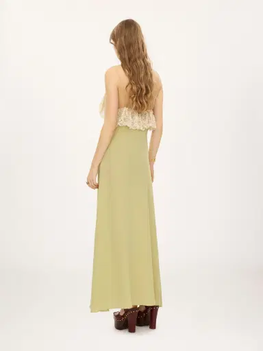 Chloé Thin-strap long dress in crêpe de chine & lace | Thumbnail 5 Chloé Thin-strap long dress in crêpe de chine & lace | Thumbnail 5