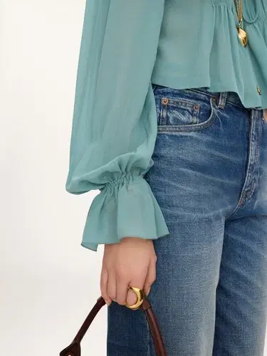 Chloé Scoop-neck cropped top in silk georgette & lace | Thumbnail 6 Chloé Scoop-neck cropped top in silk georgette & lace | Thumbnail 6