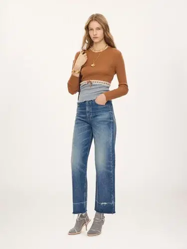 Chloé Cropped fitted sweater in a wool knit & lace | Thumbnail 2 Chloé Cropped fitted sweater in a wool knit & lace | Thumbnail 2