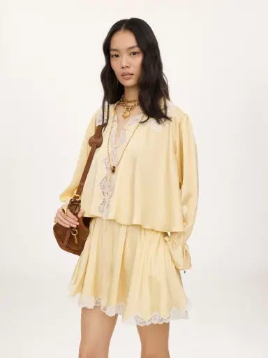 Chloé Fluid top in washed silk satin & lace | Thumbnail 3 Chloé Fluid top in washed silk satin & lace | Thumbnail 3