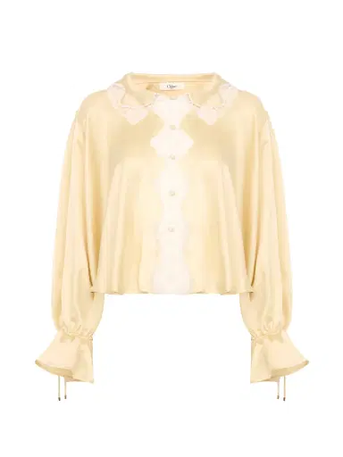 Chloé Fluid top in washed silk satin & lace | Thumbnail 1 Chloé Fluid top in washed silk satin & lace | Thumbnail 1