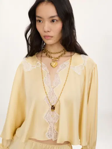 Chloé Fluid top in washed silk satin & lace | Thumbnail 4 Chloé Fluid top in washed silk satin & lace | Thumbnail 4
