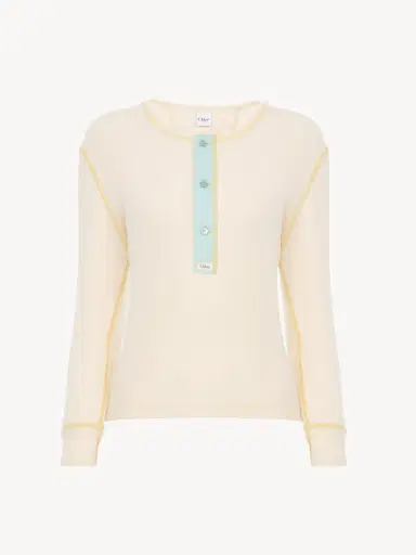 Chloé Fitted Henley shirt in cotton jersey | Thumbnail 7 Chloé Fitted Henley shirt in cotton jersey | Thumbnail 7