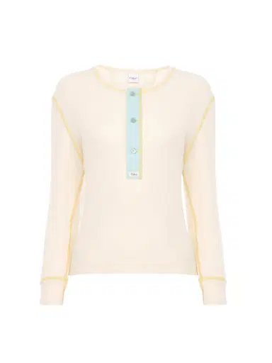 Chloé Fitted Henley shirt in cotton jersey | Thumbnail 1 Chloé Fitted Henley shirt in cotton jersey | Thumbnail 1