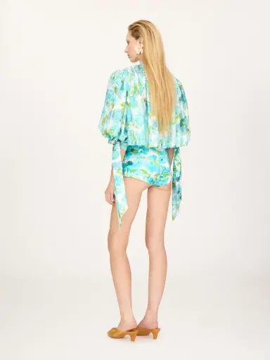 Chloé Gathered cropped top in silk jacquard | Thumbnail 4 Chloé Gathered cropped top in silk jacquard | Thumbnail 4