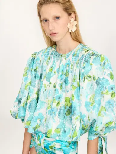 Chloé Gathered cropped top in silk jacquard | Thumbnail 5 Chloé Gathered cropped top in silk jacquard | Thumbnail 5