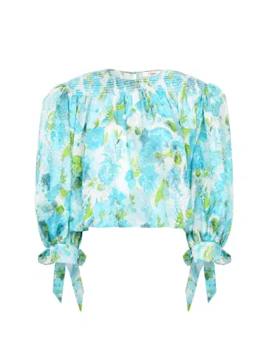 Chloé Gathered cropped top in silk jacquard | Thumbnail 8 Chloé Gathered cropped top in silk jacquard | Thumbnail 8