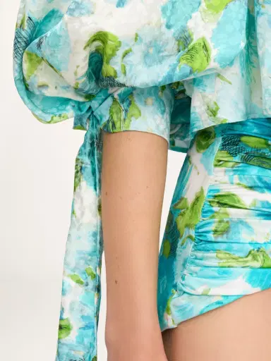 Chloé Gathered cropped top in silk jacquard | Thumbnail 6 Chloé Gathered cropped top in silk jacquard | Thumbnail 6