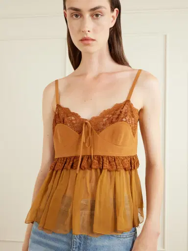 Chloé Lace-trimmed silk crepe tank | Thumbnail 3 Chloé Lace-trimmed silk crepe tank | Thumbnail 3