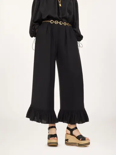 Chloé Cropped fluid pants in crêpe de chine | Thumbnail 3 Chloé Cropped fluid pants in crêpe de chine | Thumbnail 3