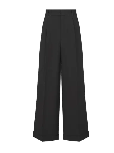 Dior Flared Pants in Black Wool and Silk | Thumbnail 1 Dior Flared Pants in Black Wool and Silk | Thumbnail 1