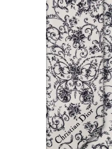 Dior White and Gray Silk Twill Dioresque Butterfly Mitzah Scarf | Thumbnail 1 Dior White and Gray Silk Twill Dioresque Butterfly Mitzah Scarf | Thumbnail 1
