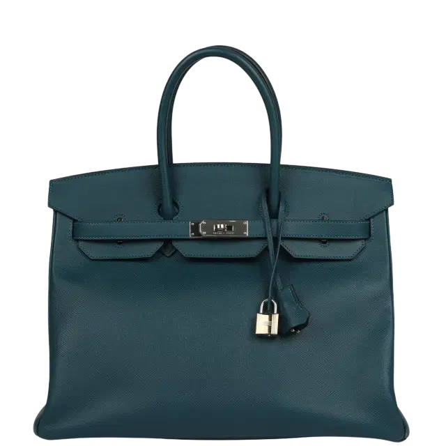 Pre-owned Hermes Birkin 35 Colvert Epsom Palladium Hardware Pre-owned Hermes Birkin 35 Colvert Epsom Palladium Hardware