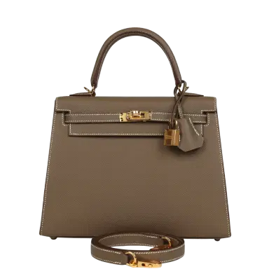 HERMÈS Hermes Kelly Sellier 25 Etoupe Epsom Gold Hardware | Thumbnail 1 HERMÈS Hermes Kelly Sellier 25 Etoupe Epsom Gold Hardware | Thumbnail 1