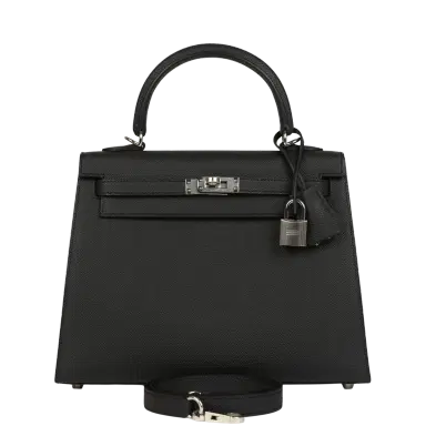 HERMÈS Hermes Kelly Sellier 25 Black Epsom Palladium Hardware | Thumbnail 1 HERMÈS Hermes Kelly Sellier 25 Black Epsom Palladium Hardware | Thumbnail 1