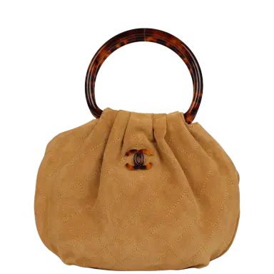 Chanel Chanel Small Pouch Beige Suede Tortoiseshell Hardware | Thumbnail 1 Chanel Chanel Small Pouch Beige Suede Tortoiseshell Hardware | Thumbnail 1