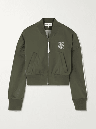 Loewe Cropped Embroidered Jersey Bomber Jacket (In Store) | Thumbnail 1 Loewe Cropped Embroidered Jersey Bomber Jacket (In Store) | Thumbnail 1
