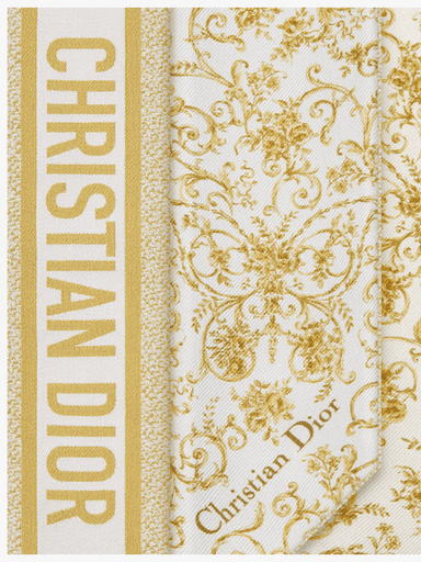 Dior White and Gold-Tone Silk Twill Dioresque Butterfly Mitzah Scarf | Thumbnail 1 Dior White and Gold-Tone Silk Twill Dioresque Butterfly Mitzah Scarf | Thumbnail 1