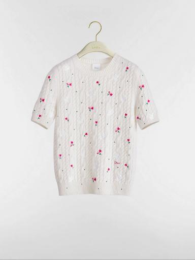 Dior Dioramour Embroidered Short-Sleeved Sweater | Thumbnail 1 Dior Dioramour Embroidered Short-Sleeved Sweater | Thumbnail 1