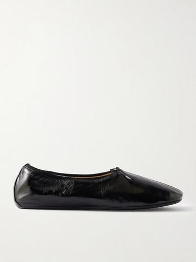 Phoebe Philo Bow-detailed gathered glossed crinkled-leather ballet flats | Thumbnail 2 Phoebe Philo Bow-detailed gathered glossed crinkled-leather ballet flats | Thumbnail 2