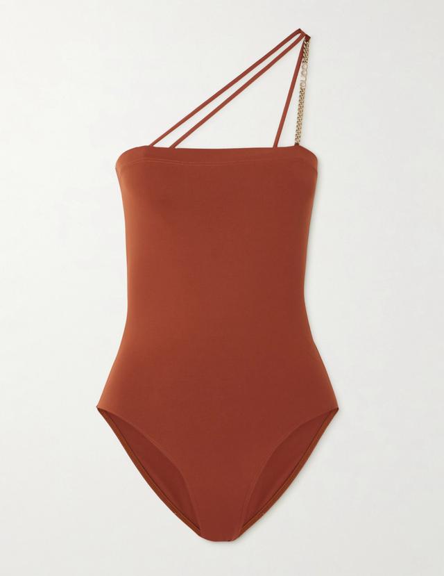 One-Shoulder Chain-Embellished Swimsuit