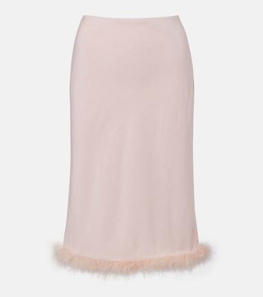 Dorothee Schumacher Soft Vibes feather-trimmed midi skirt | Thumbnail 1 Dorothee Schumacher Soft Vibes feather-trimmed midi skirt | Thumbnail 1