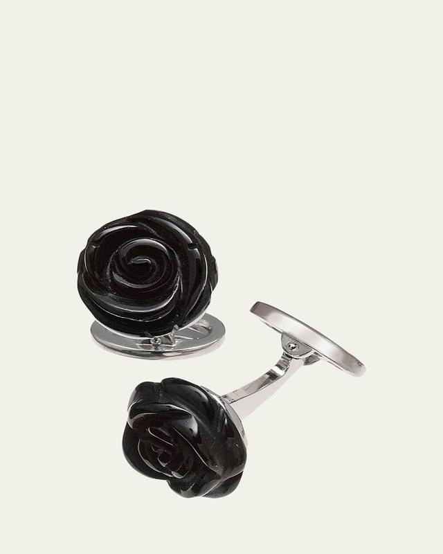 Onyx Carved Rose Cuff Links Onyx Carved Rose Cuff Links