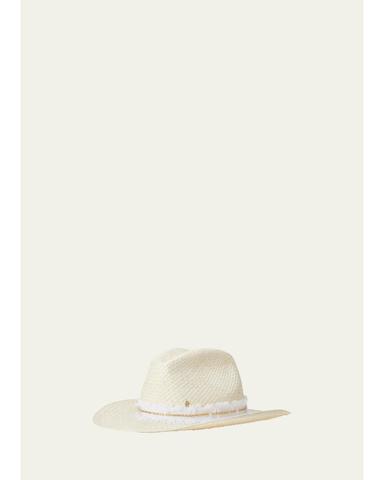 Maison Michel Austin Denim Strass Straw Cowboy Hat | Thumbnail 1 Maison Michel Austin Denim Strass Straw Cowboy Hat | Thumbnail 1