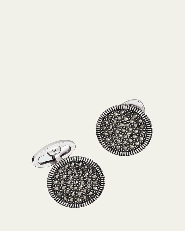 Round Marcasite Cuff Links, Gray Round Marcasite Cuff Links, Gray