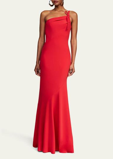 Halston Sybil One-Shoulder Crepe Column Gown | Thumbnail 2 Halston Sybil One-Shoulder Crepe Column Gown | Thumbnail 2