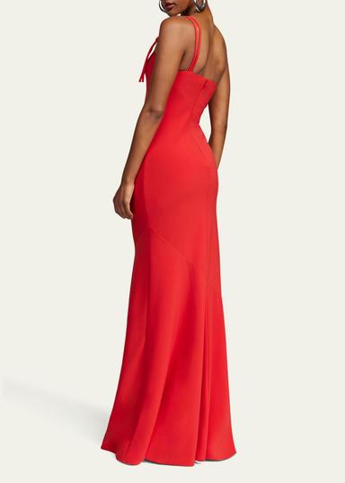 Halston Sybil One-Shoulder Crepe Column Gown | Thumbnail 3 Halston Sybil One-Shoulder Crepe Column Gown | Thumbnail 3