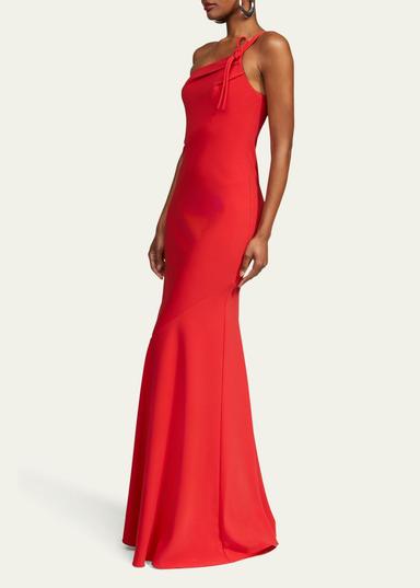 Halston Sybil One-Shoulder Crepe Column Gown | Thumbnail 4 Halston Sybil One-Shoulder Crepe Column Gown | Thumbnail 4