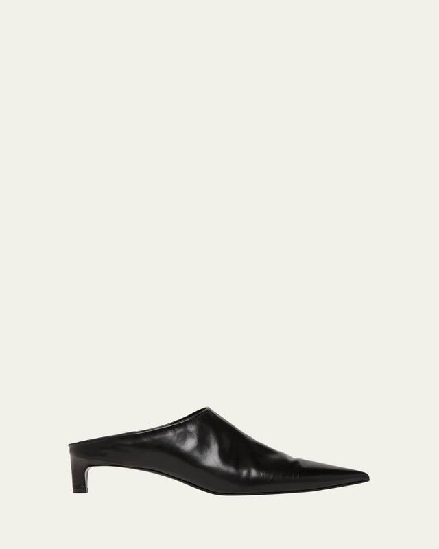 Leather Kitten Mule Pumps Leather Kitten Mule Pumps